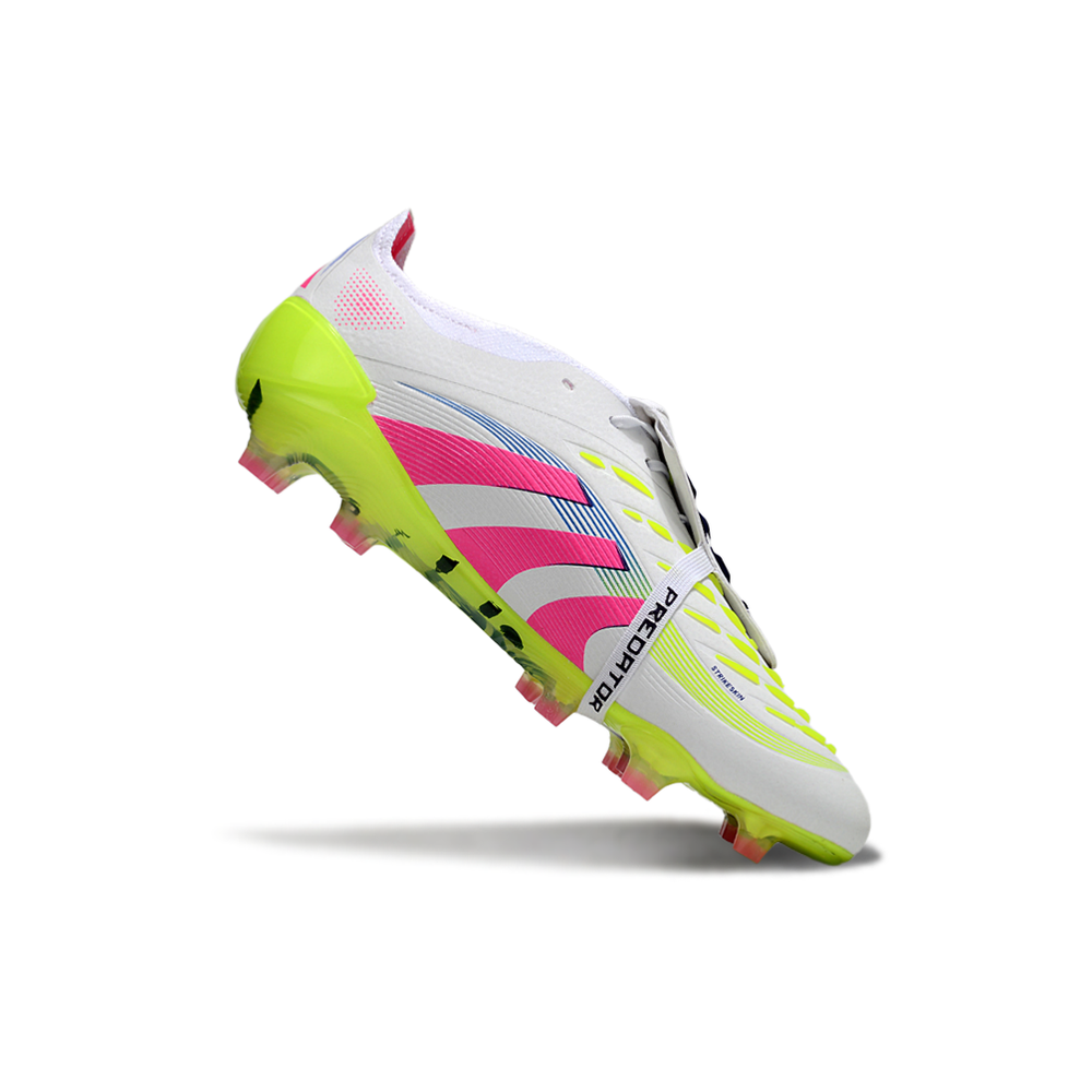 Chuteira Campo Adidas Predator FT 30 Elite FG Branco, Rosa e Verde 