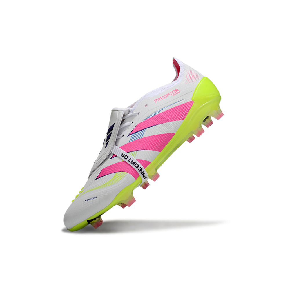 Chuteira Campo Adidas Predator FT 30 Elite FG Branco, Rosa e Verde 