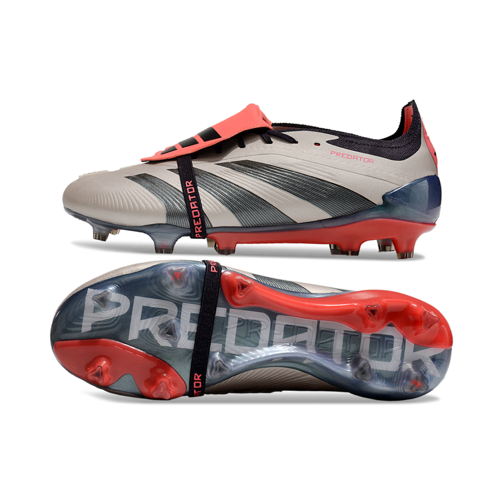 Chuteira Campo Adidas Predator FT 30 Elite FG Prata, Preto e Vermelho 