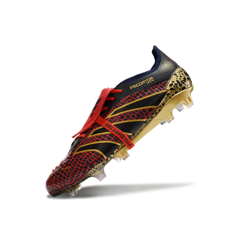 Chuteira Campo Adidas Predator FT 30 Elite FG Preta, Vermelha e Dourado