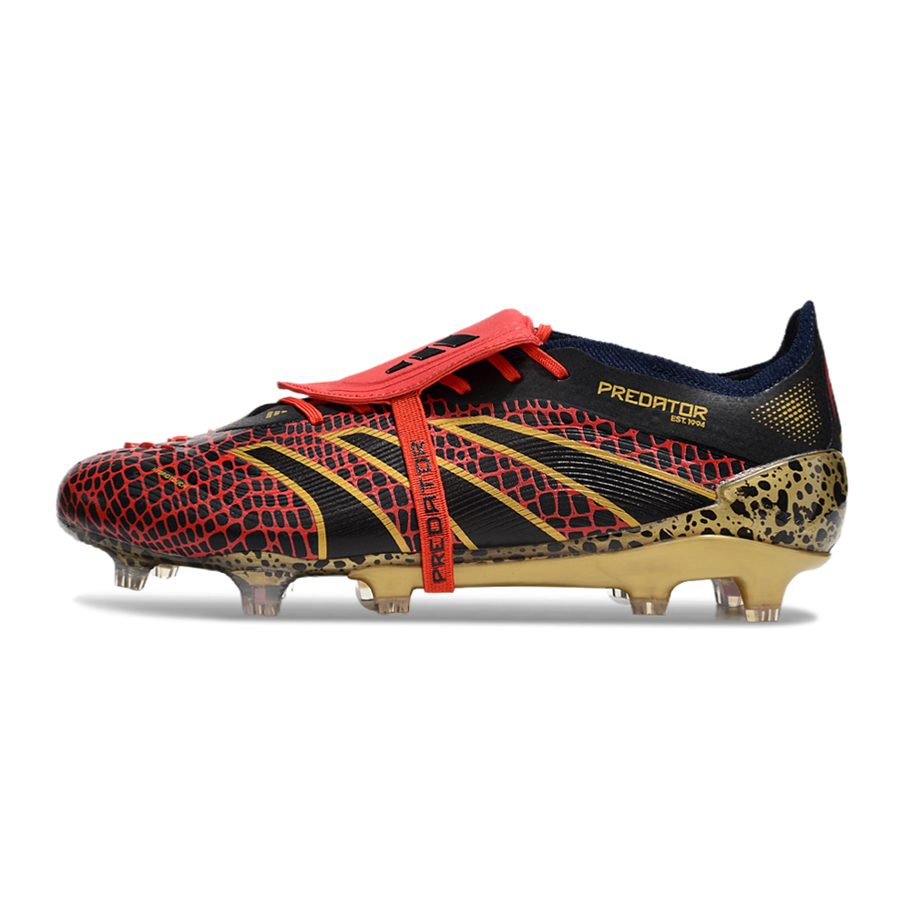 Chuteira Campo Adidas Predator FT 30 Elite FG Preta, Vermelha e Dourado