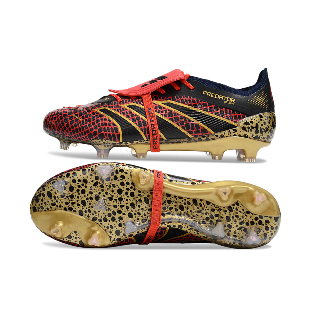 Chuteira Campo Adidas Predator FT 30 Elite FG Preta, Vermelha e Dourado