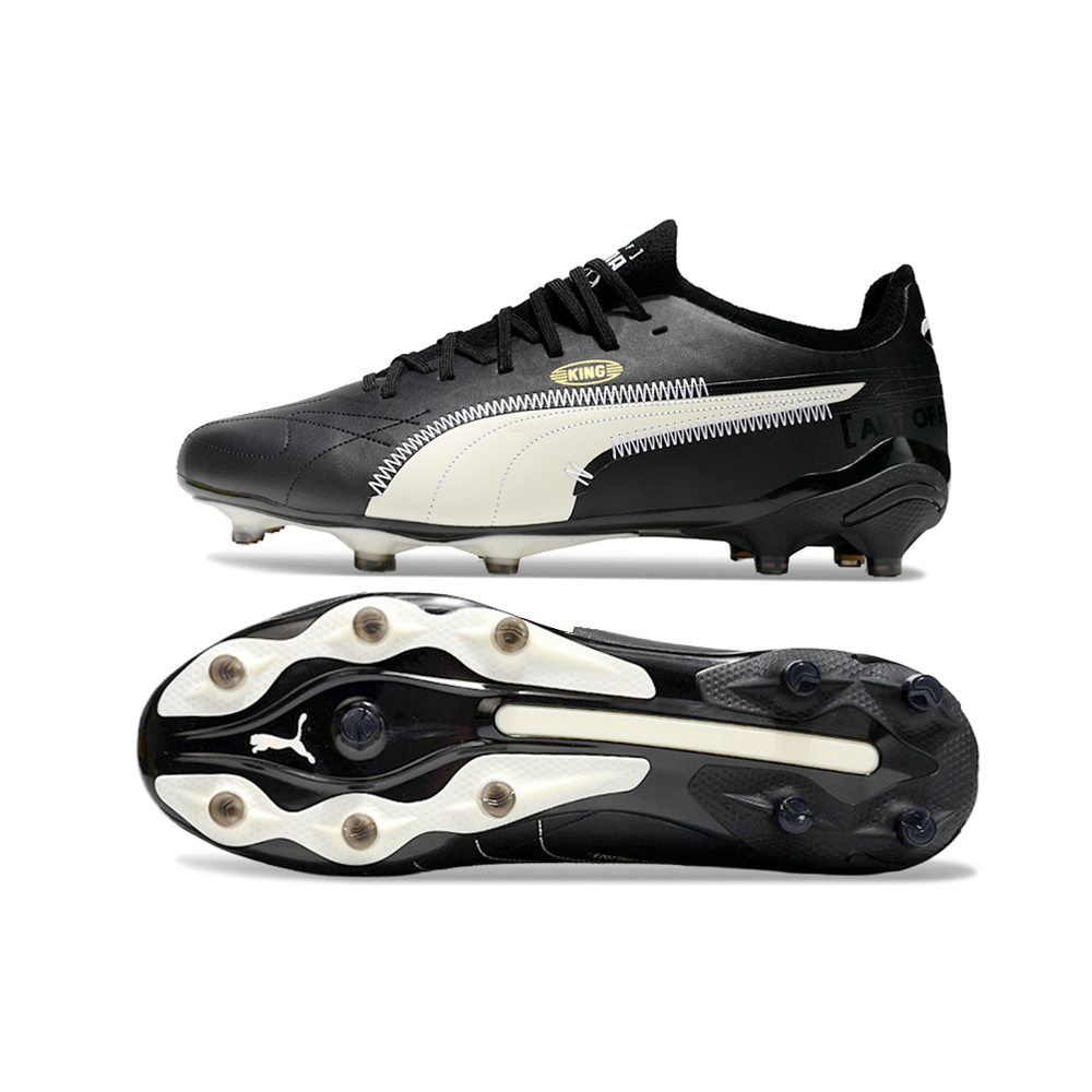 Chuteira Campo Puma King Ultimate FG Preta e Branca