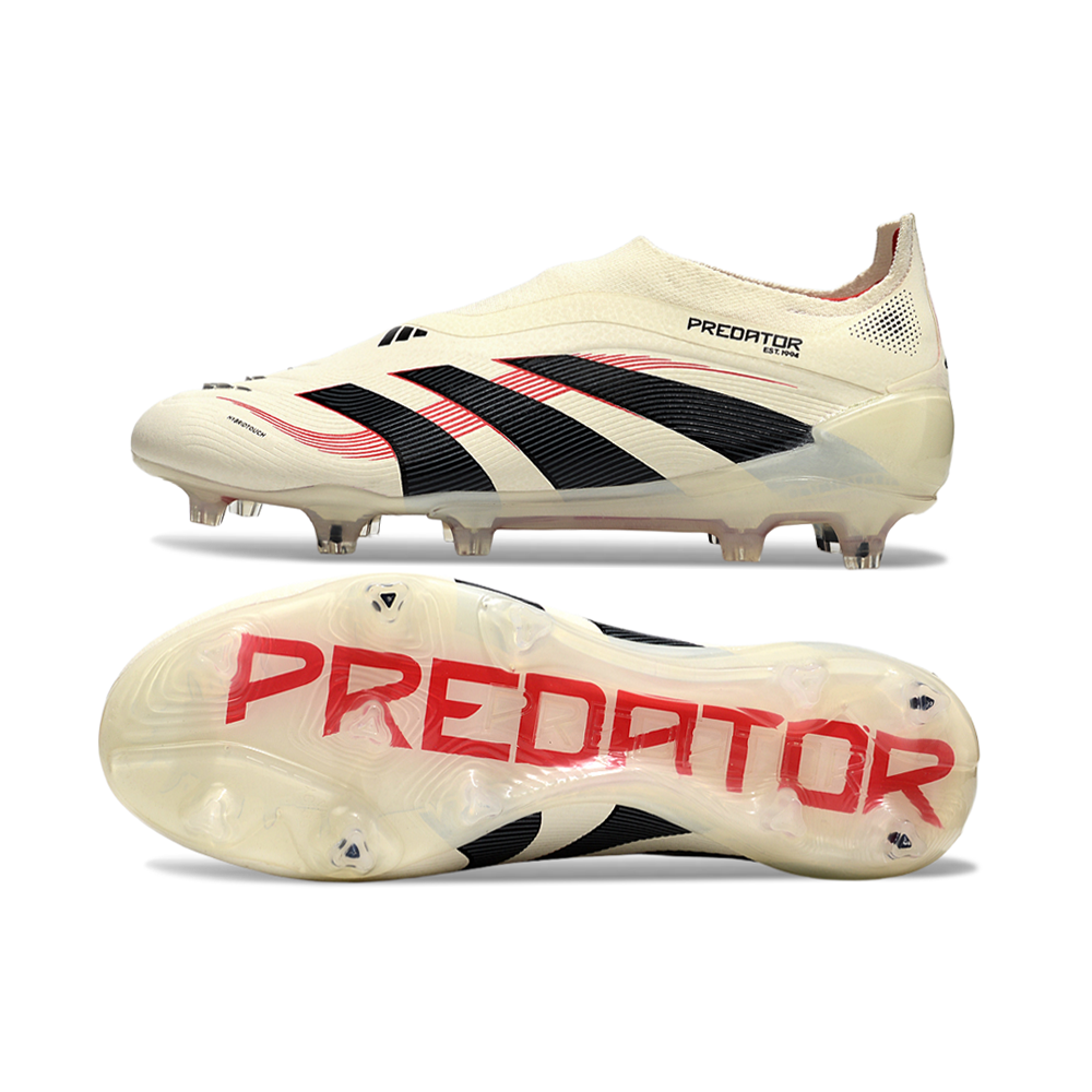 Chuteira Campo Adidas Predator LL Elite FG Bege, Vermelha e Preta