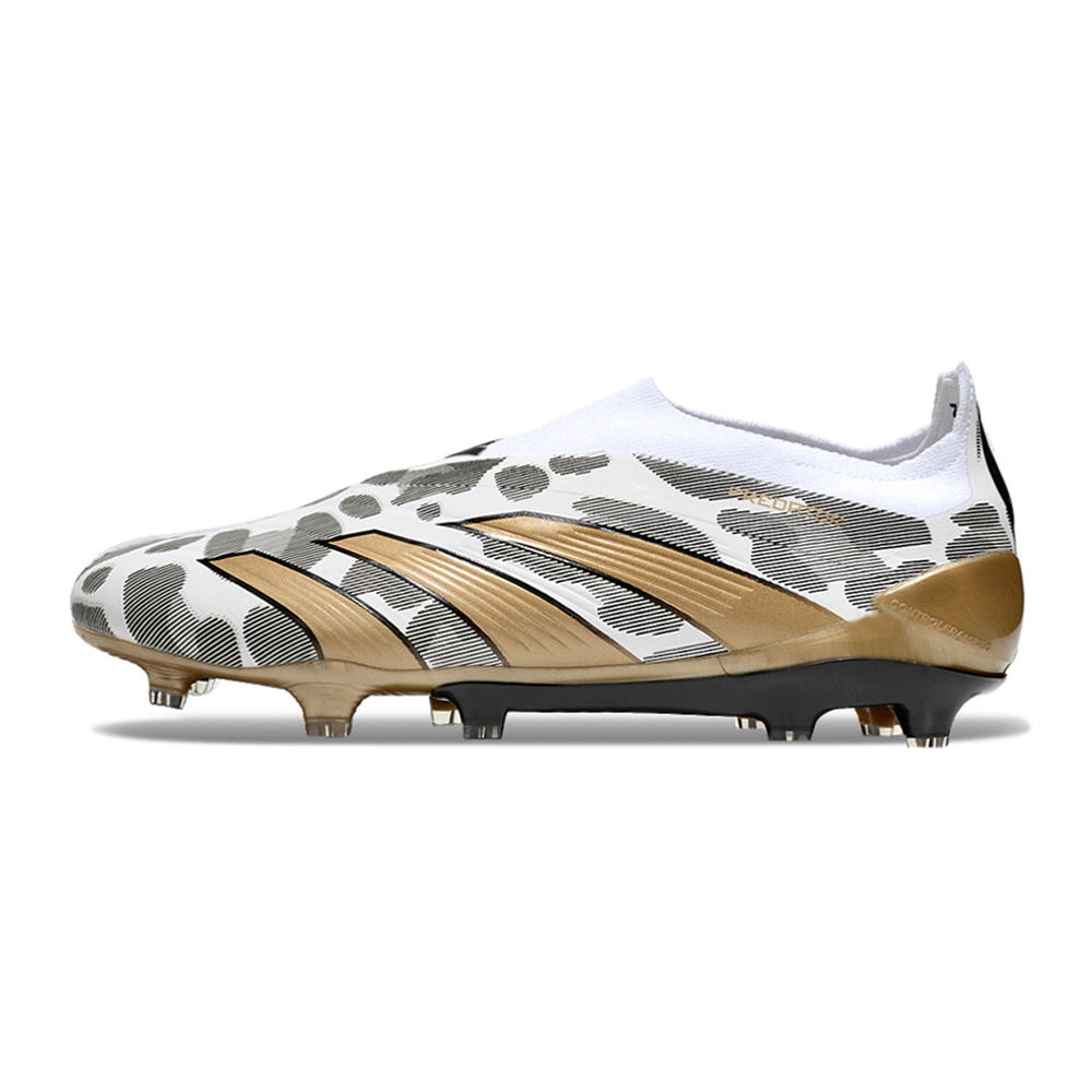Chuteira Campo Adidas Predator LL Elite FG Branca e Dourada 