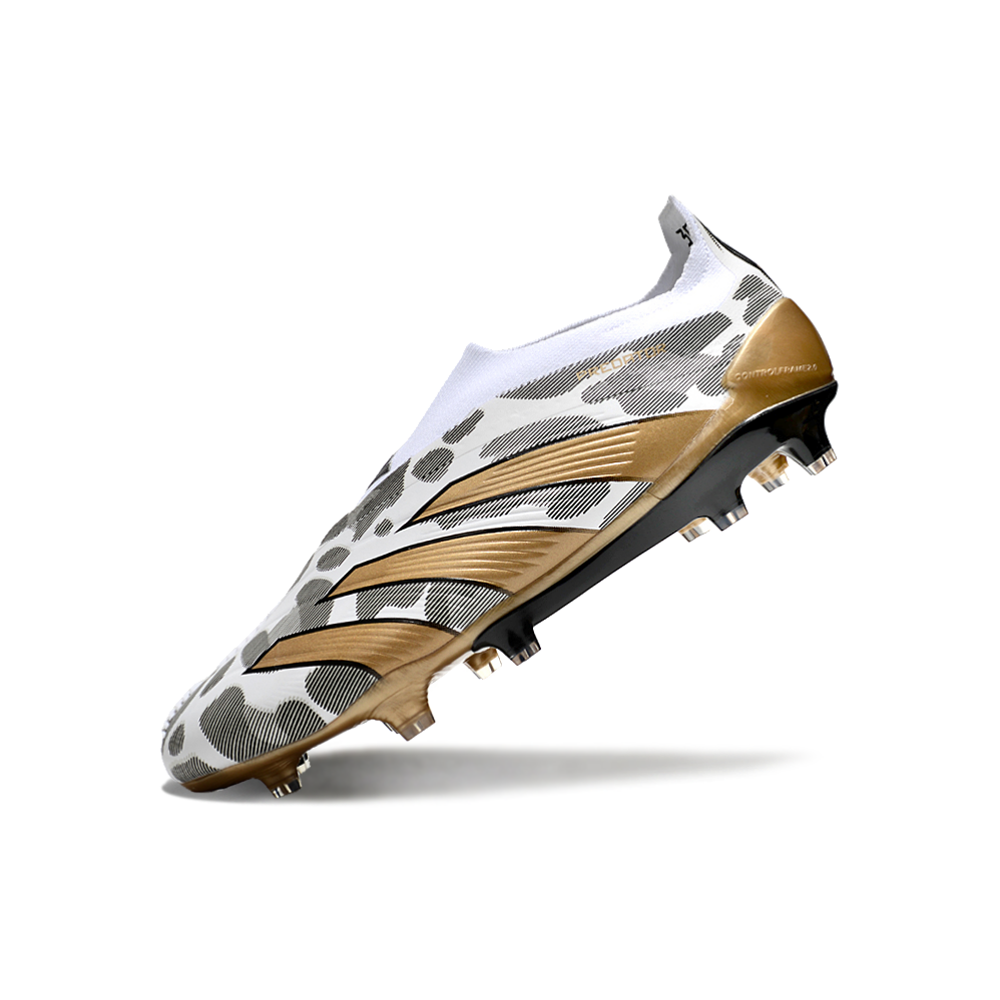 Chuteira Campo Adidas Predator LL Elite FG Branca e Dourada 