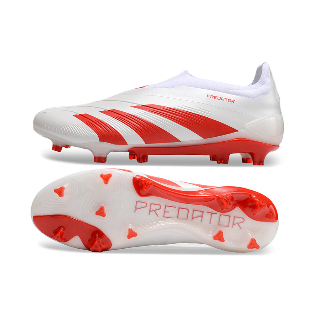 Chuteira Campo Adidas Predator LL Elite FG Branca e Vermelha 