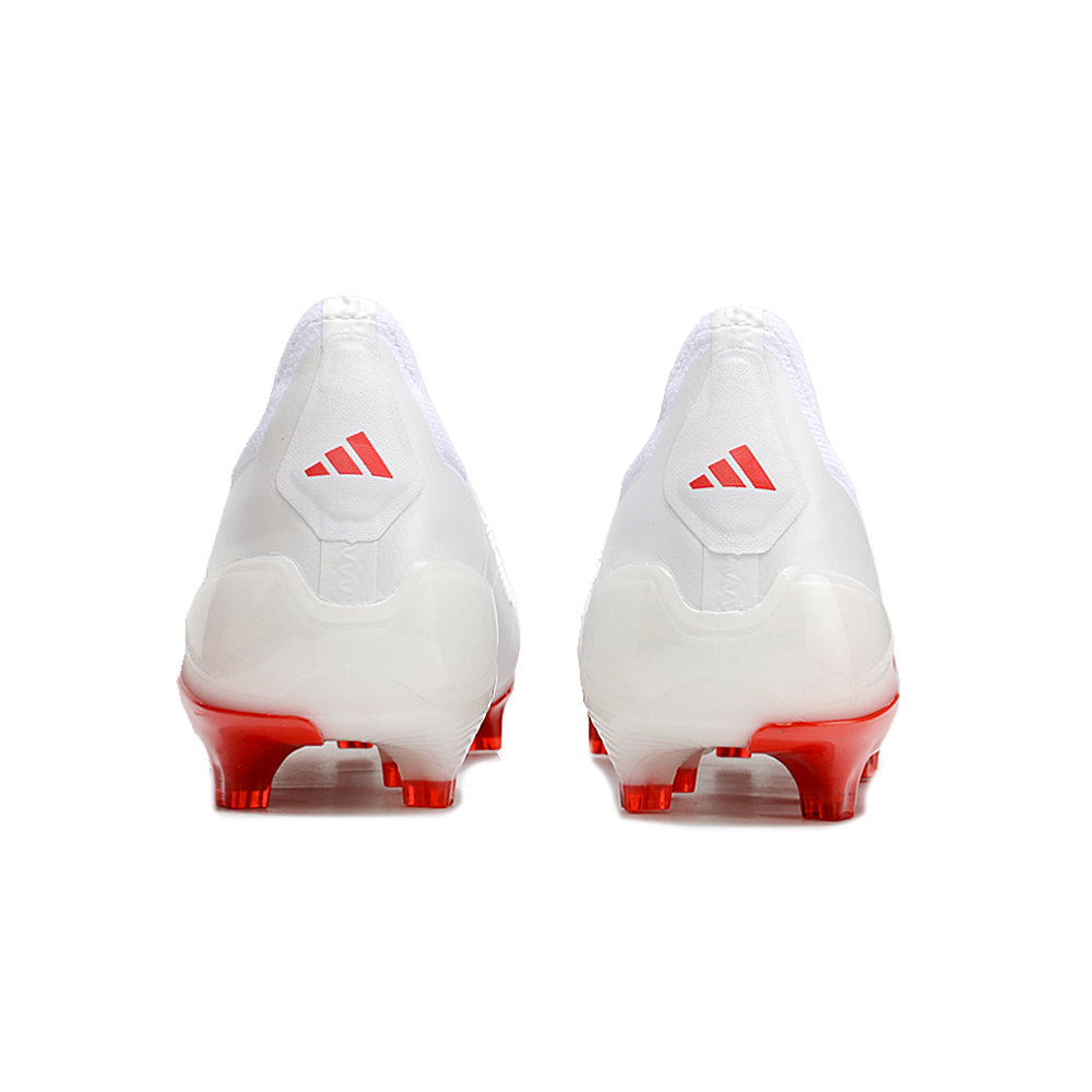 Chuteira Campo Adidas Predator LL Elite FG Branca e Vermelha 