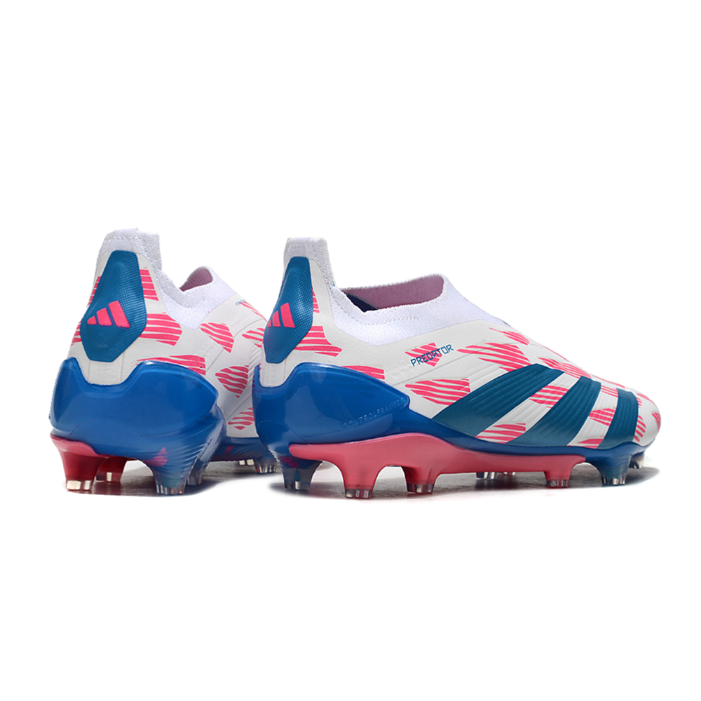 Chuteira Campo Adidas Predator LL Elite FG Branca, Azul e Rosa 
