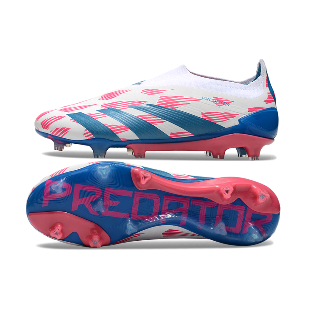 Chuteira Campo Adidas Predator LL Elite FG Branca, Azul e Rosa 