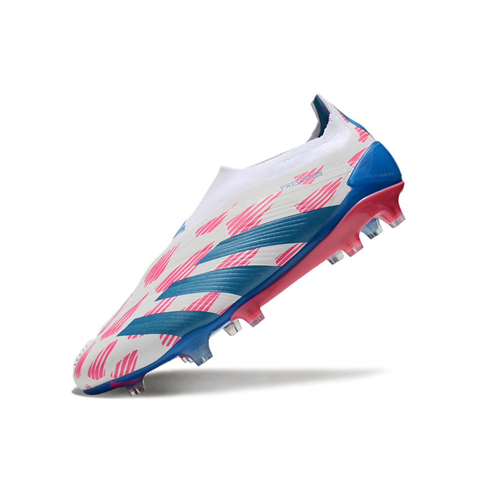 Chuteira Campo Adidas Predator LL Elite FG Branca, Azul e Rosa 
