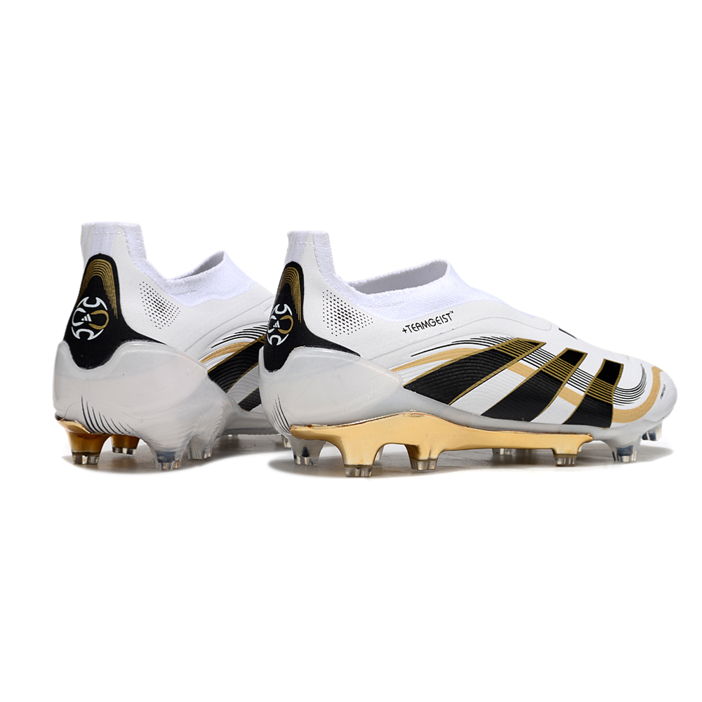 Chuteira Campo Adidas Predator LL Elite FG Branco, Dourado e Preto 