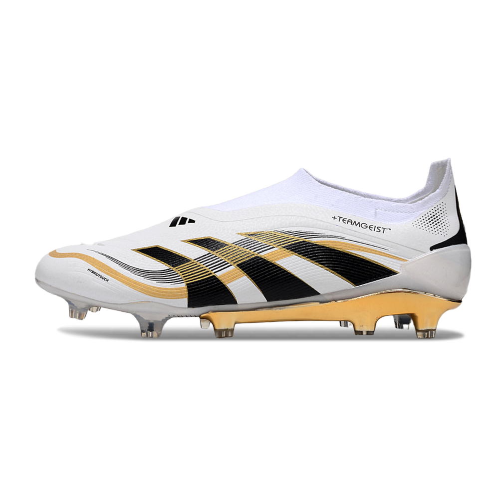 Chuteira Campo Adidas Predator LL Elite FG Branco, Dourado e Preto 