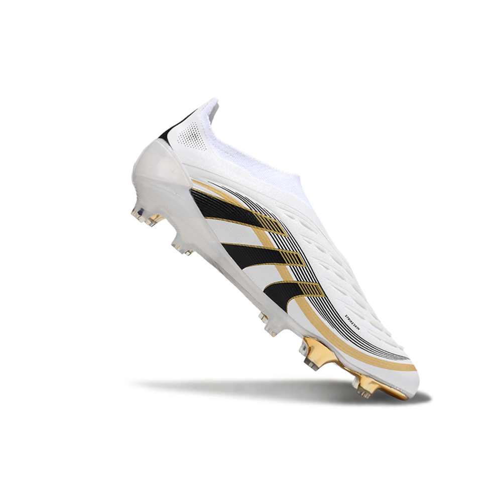 Chuteira Campo Adidas Predator LL Elite FG Branco, Dourado e Preto 