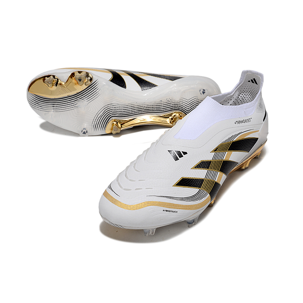 Chuteira Campo Adidas Predator LL Elite FG Branco, Dourado e Preto 