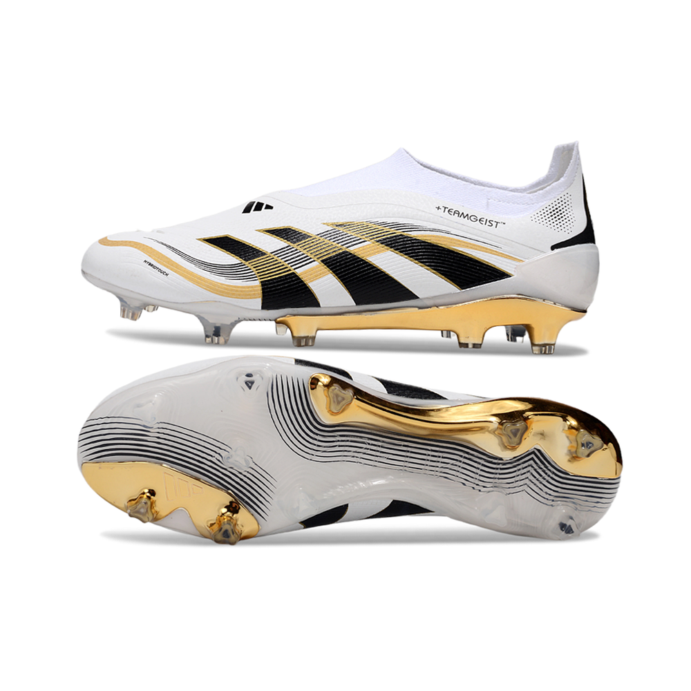Chuteira Campo Adidas Predator LL Elite FG Branco, Dourado e Preto 