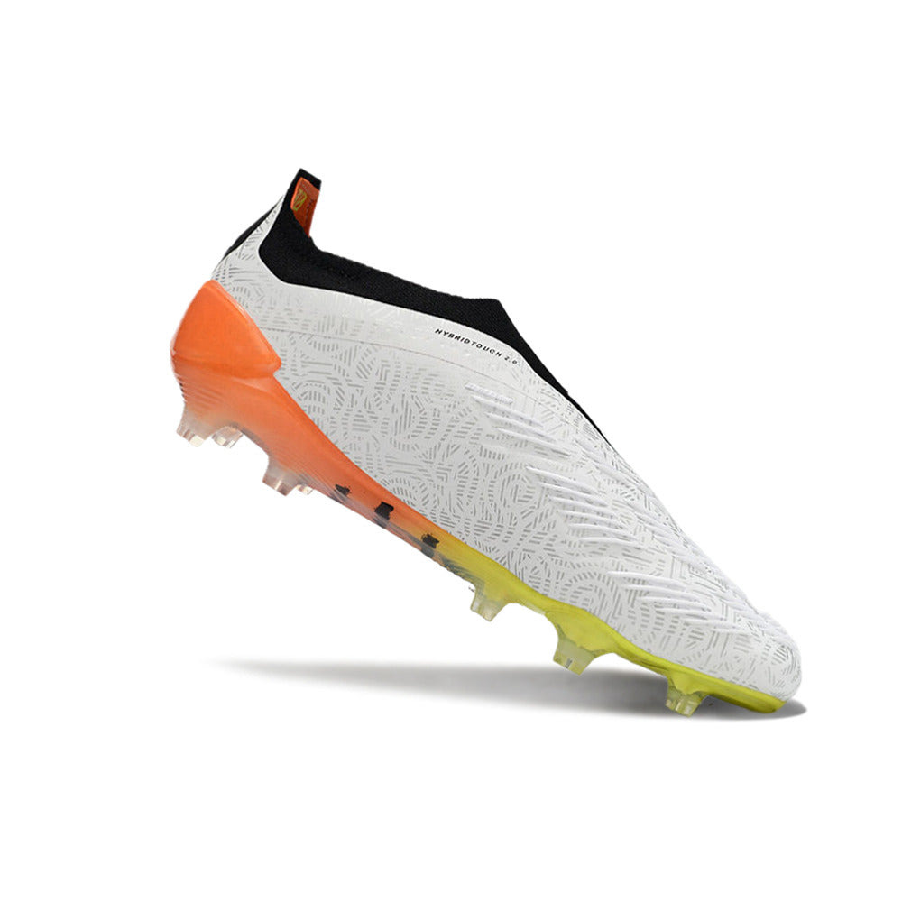 Chuteira Campo Adidas Predator LL Elite FG Branco, Laranja e Amarelo