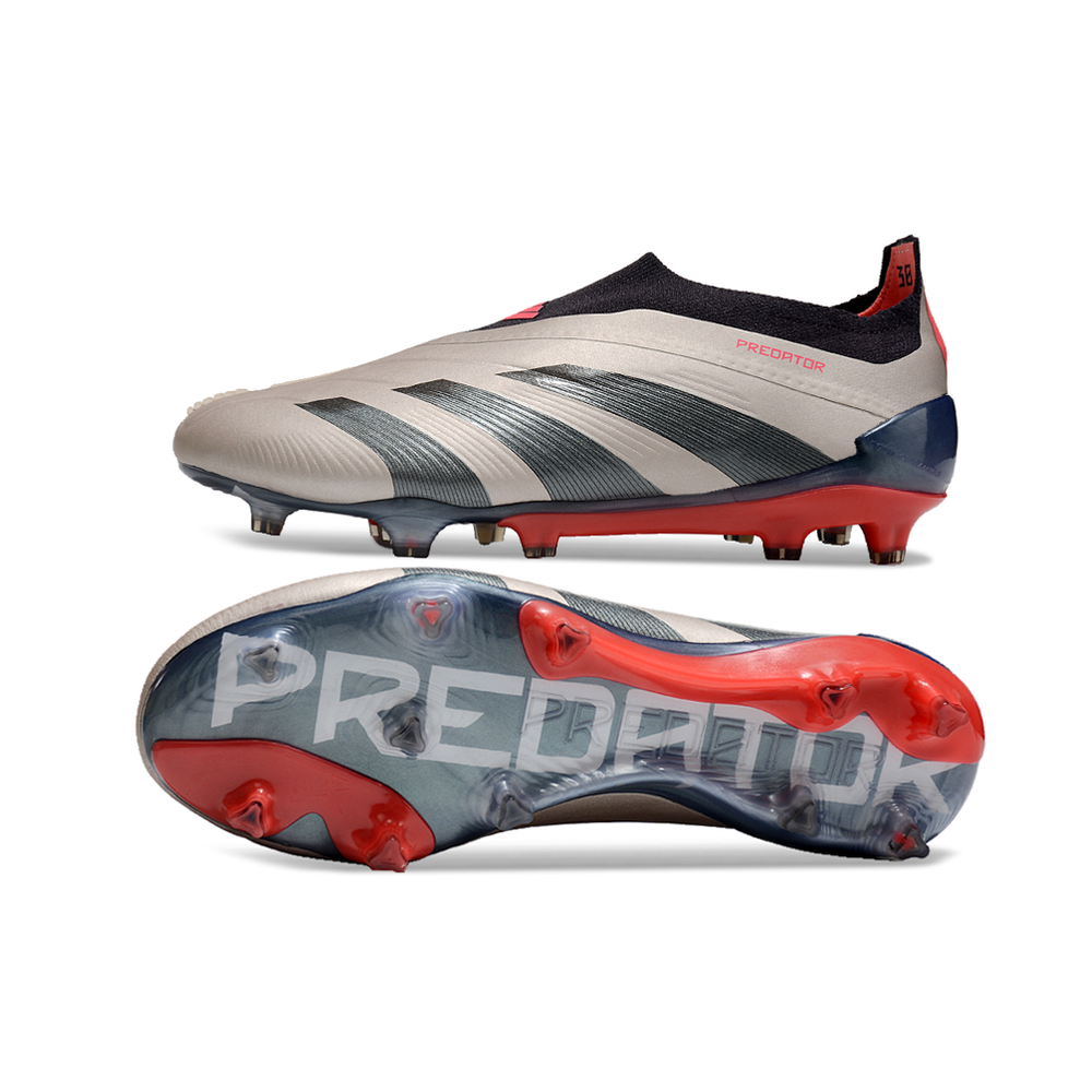 Chuteira Campo Adidas Predator LL Elite FG Prata, Preto e Vermelho 