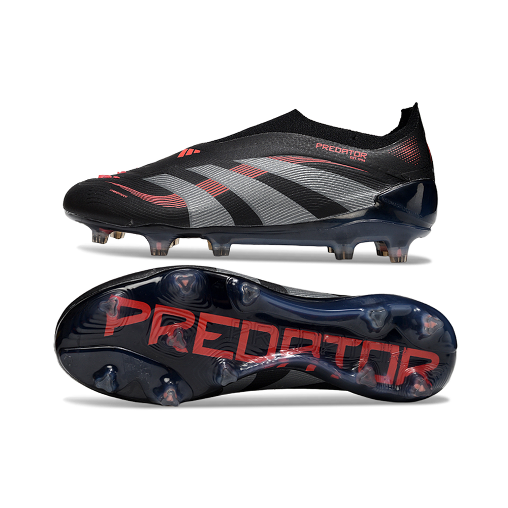 Chuteira Campo Adidas Predator LL Elite FG Preta e Vermelha 