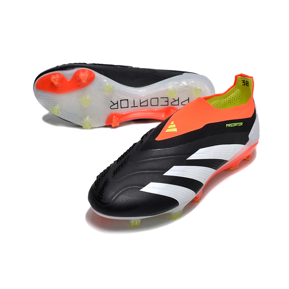 Chuteira Campo Adidas Predator LL Elite FG Preta, Laranja e Branco 