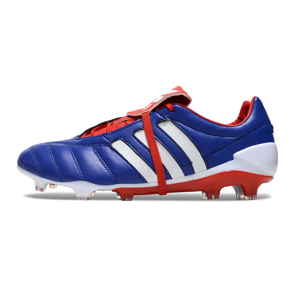 Chuteira Campo Adidas Predator Mania FG Azul, Branca e Vermelha 
