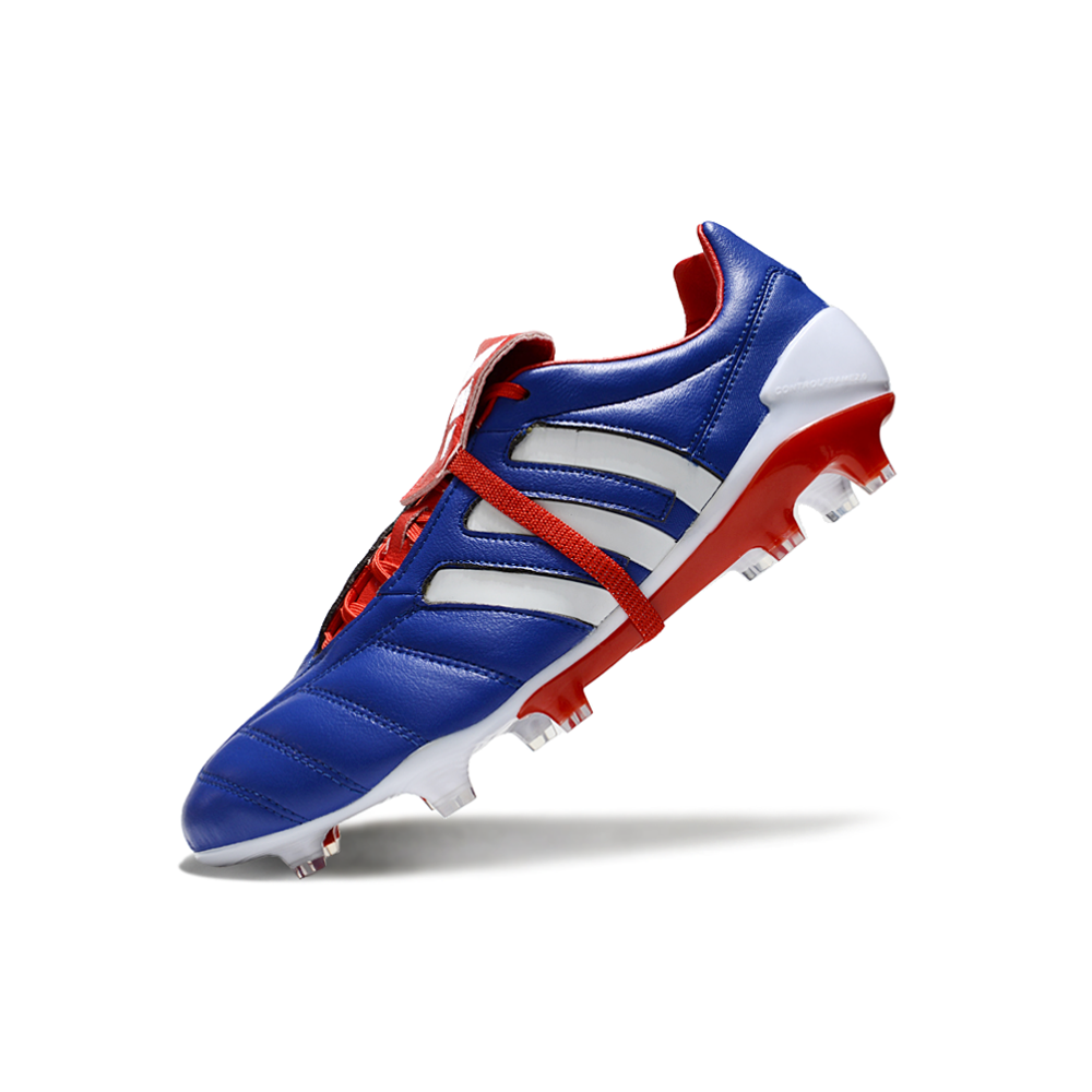 Chuteira Campo Adidas Predator Mania FG Azul, Branca e Vermelha 