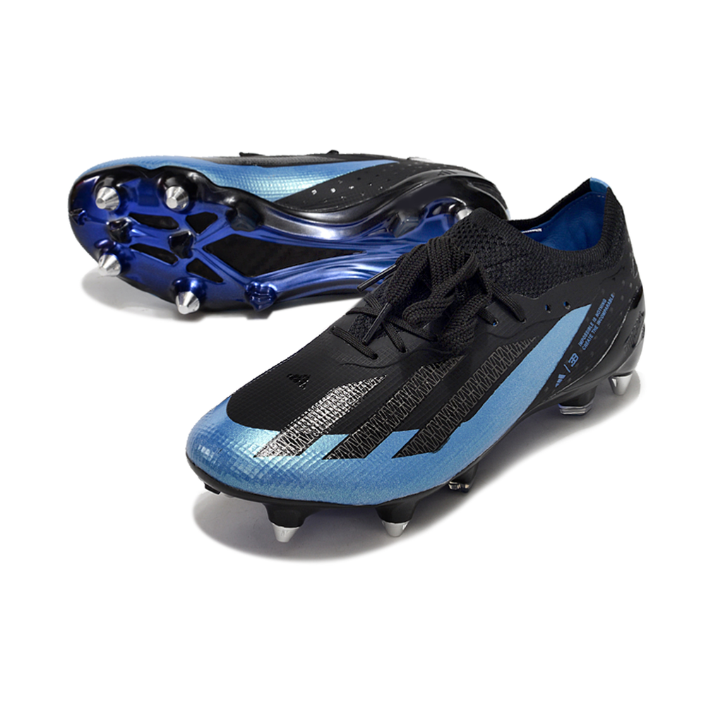 Chuteira Campo Adidas X Crazyfast.1 Ponta de Aluminio Preta e Azul 