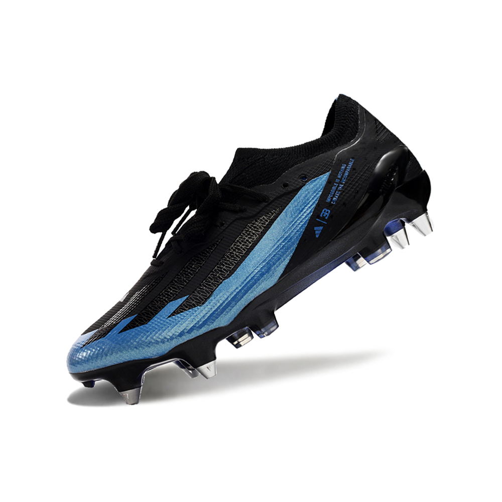 Chuteira Campo Adidas X Crazyfast.1 Ponta de Aluminio Preta e Azul 