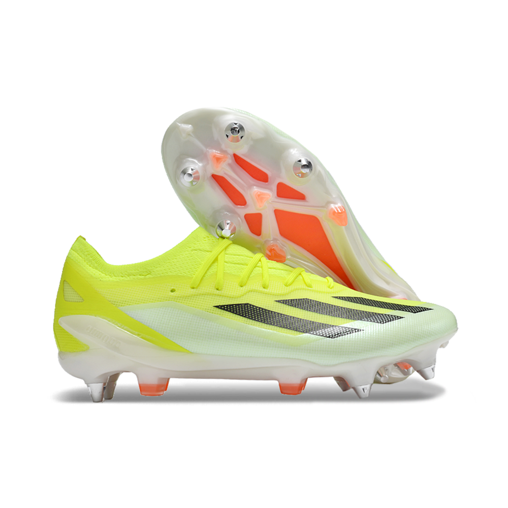 Chuteira Campo Adidas X CrazyFast.1 Ponta de Aluminio Verde e Laranja 