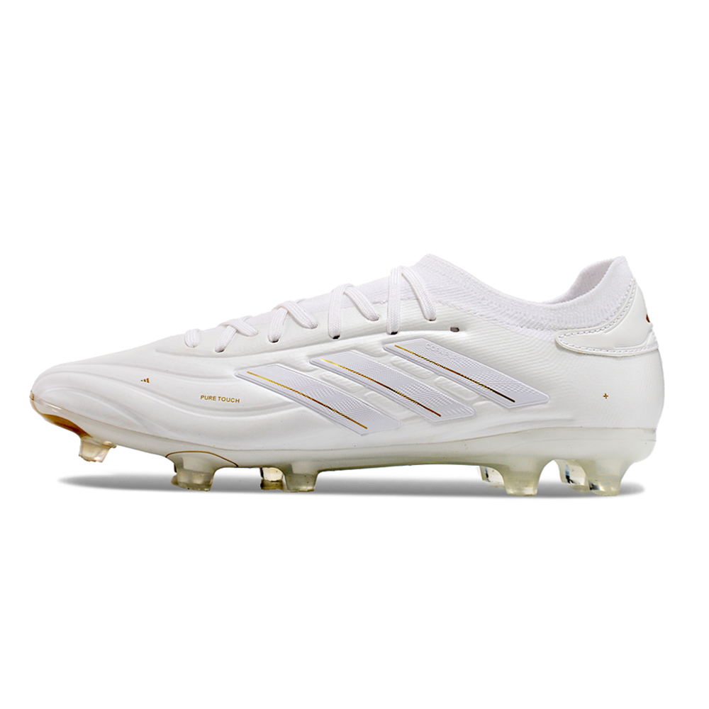 Chuteira Campo Adidas Copa Pure II + FG Branca e Dourada