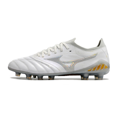 Chuteira Campo Mizuno Morelia Neo 3 FG Branca e Prata 
