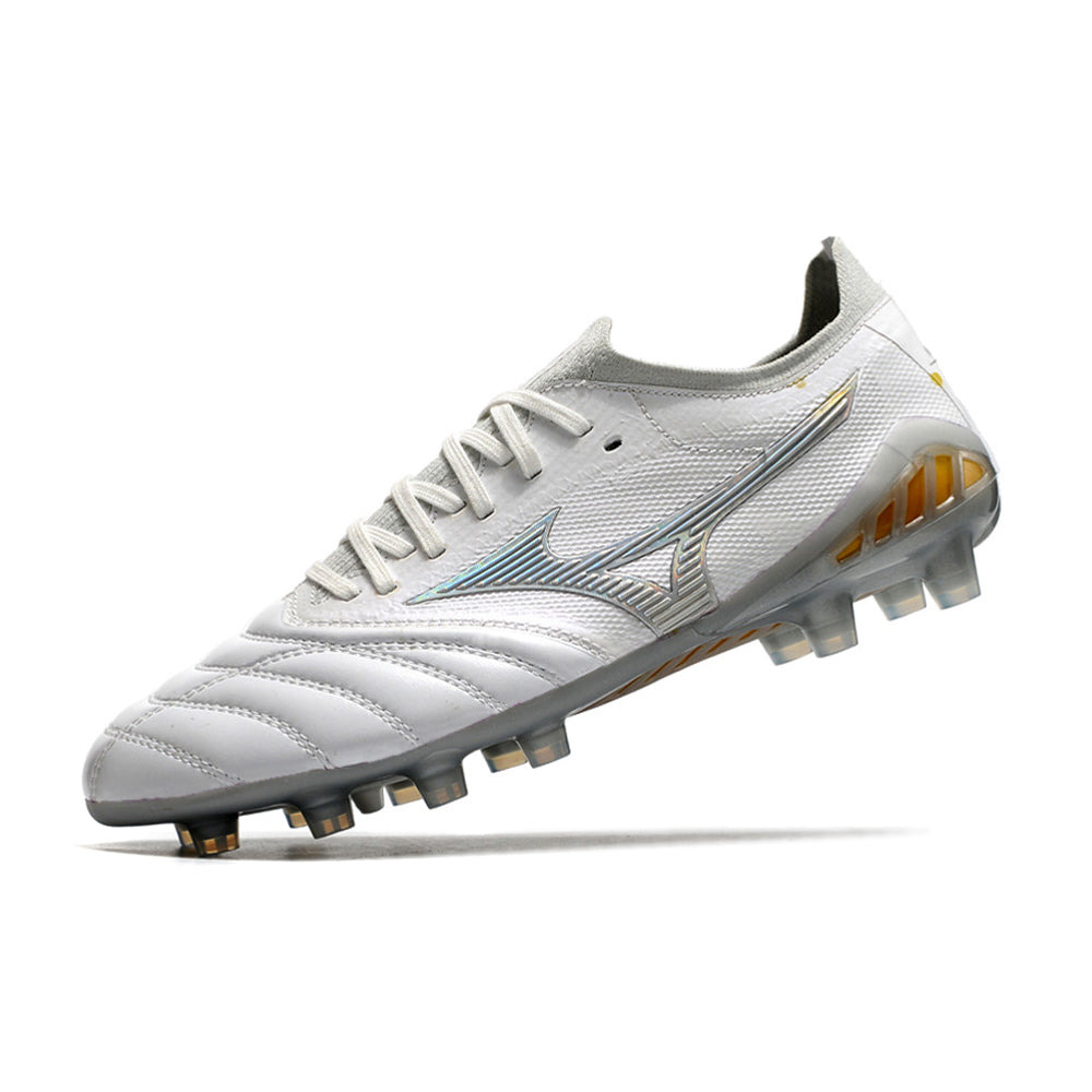 Chuteira Campo Mizuno Morelia Neo 3 FG Branca e Prata 