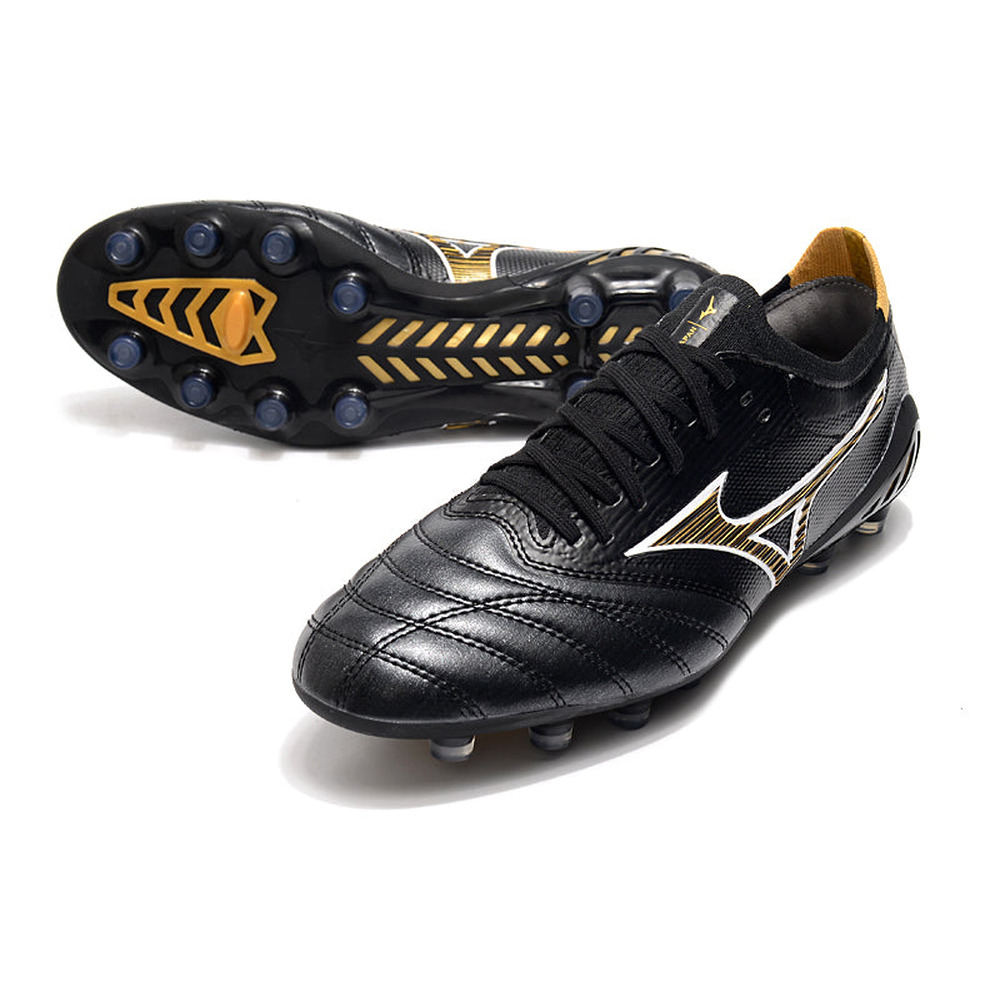 Chuteira Campo Mizuno Morelia Neo 3 FG Preta e Dourada