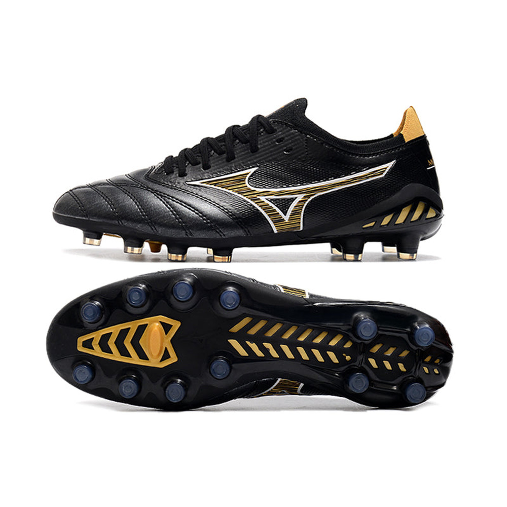 Chuteira Campo Mizuno Morelia Neo 3 FG Preta e Dourada