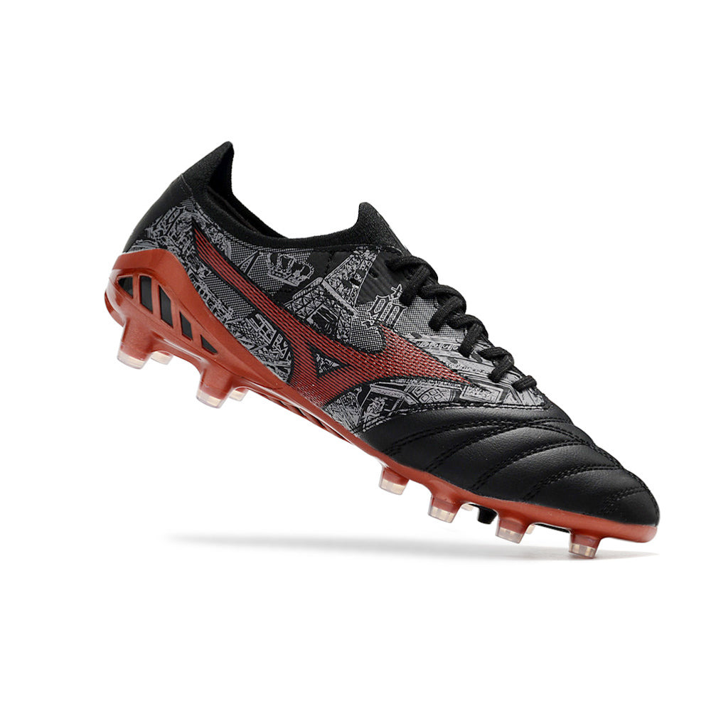 Chuteira Campo Mizuno Morelia Neo 3 FG Preta e Vermelha 