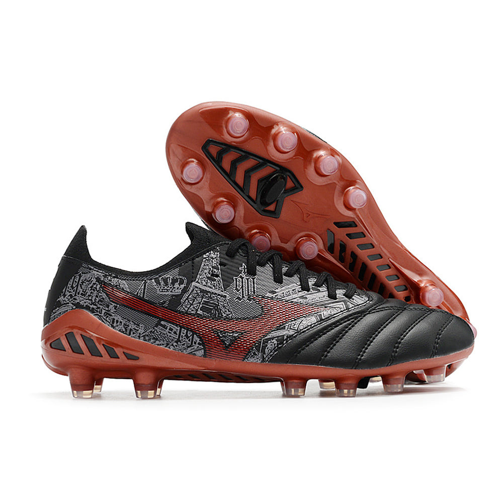Chuteira Campo Mizuno Morelia Neo 3 FG Preta e Vermelha 