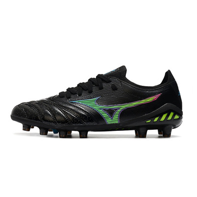 Chuteira Campo Mizuno Morelia Neo 3 FG Preta, Verde e Azul