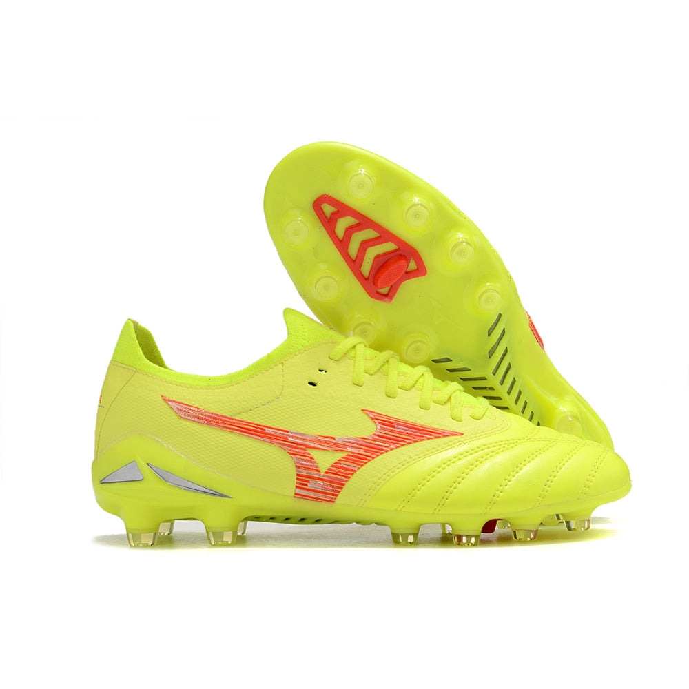 Chuteira Campo Mizuno Morelia Neo 4 Beta FG Amarelo e Vermelho 