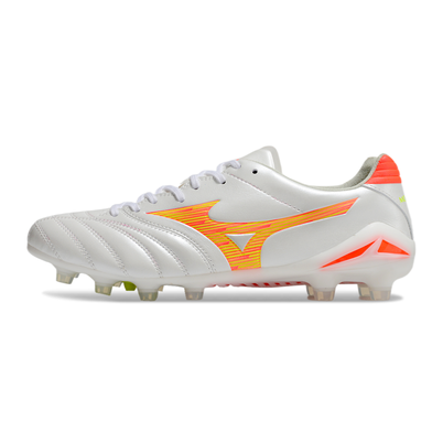 Chuteira Campo Mizuno Morelia Neo 4 Beta FG Branca e Laranja