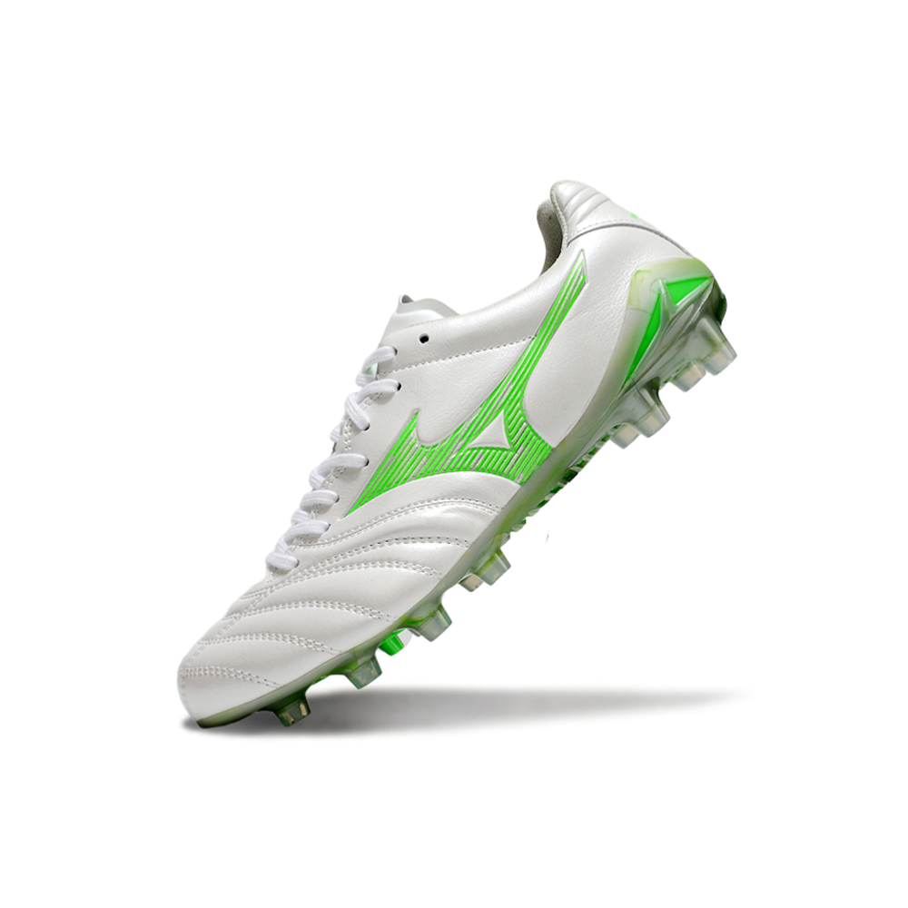 Chuteira Campo Mizuno Morelia Neo 4 Beta FG Branca e Verde