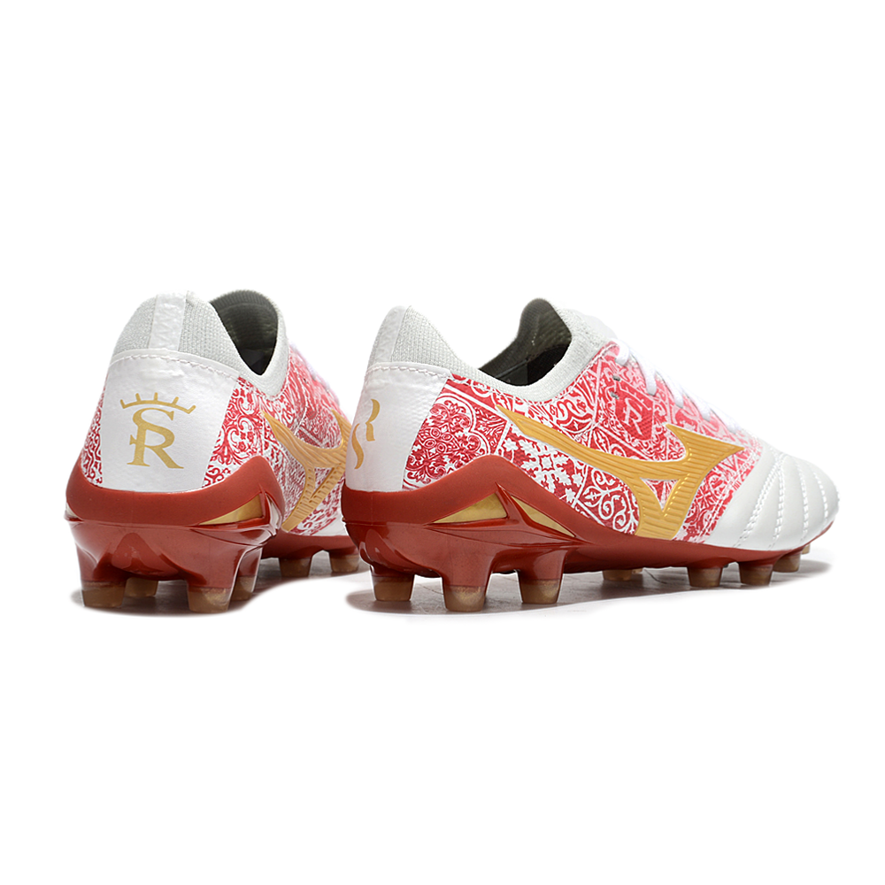 Chuteira Campo Mizuno Morelia Neo 4 Beta FG Branco e Vermelho