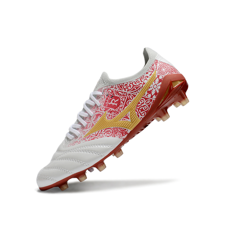 Chuteira Campo Mizuno Morelia Neo 4 Beta FG Branco e Vermelho