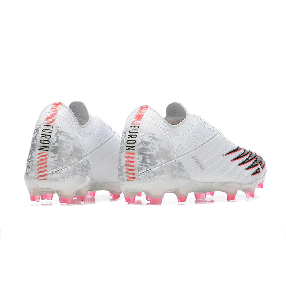 Chuteira Campo New Balance Furion V6+ FG Branca e Rosa 