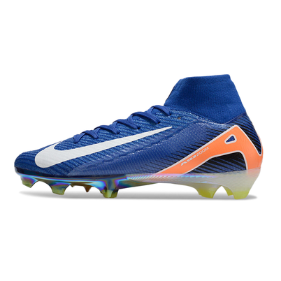 Chuteira Campo Nike Air Zoom Mercurial Superfly 10 Elite FG Azul, Branca e Laranja