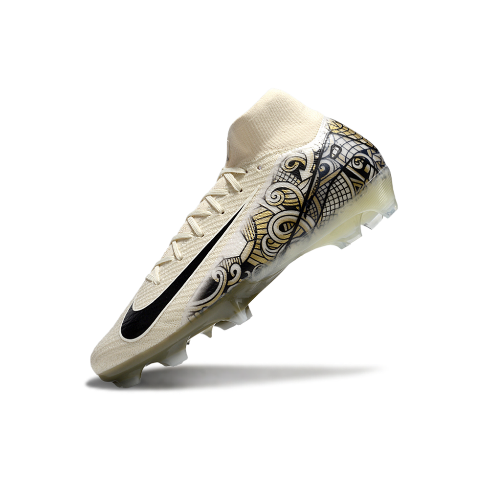 Chuteira Campo Nike Air Zoom Mercurial Superfly 10 Elite FG Bege e Preto
