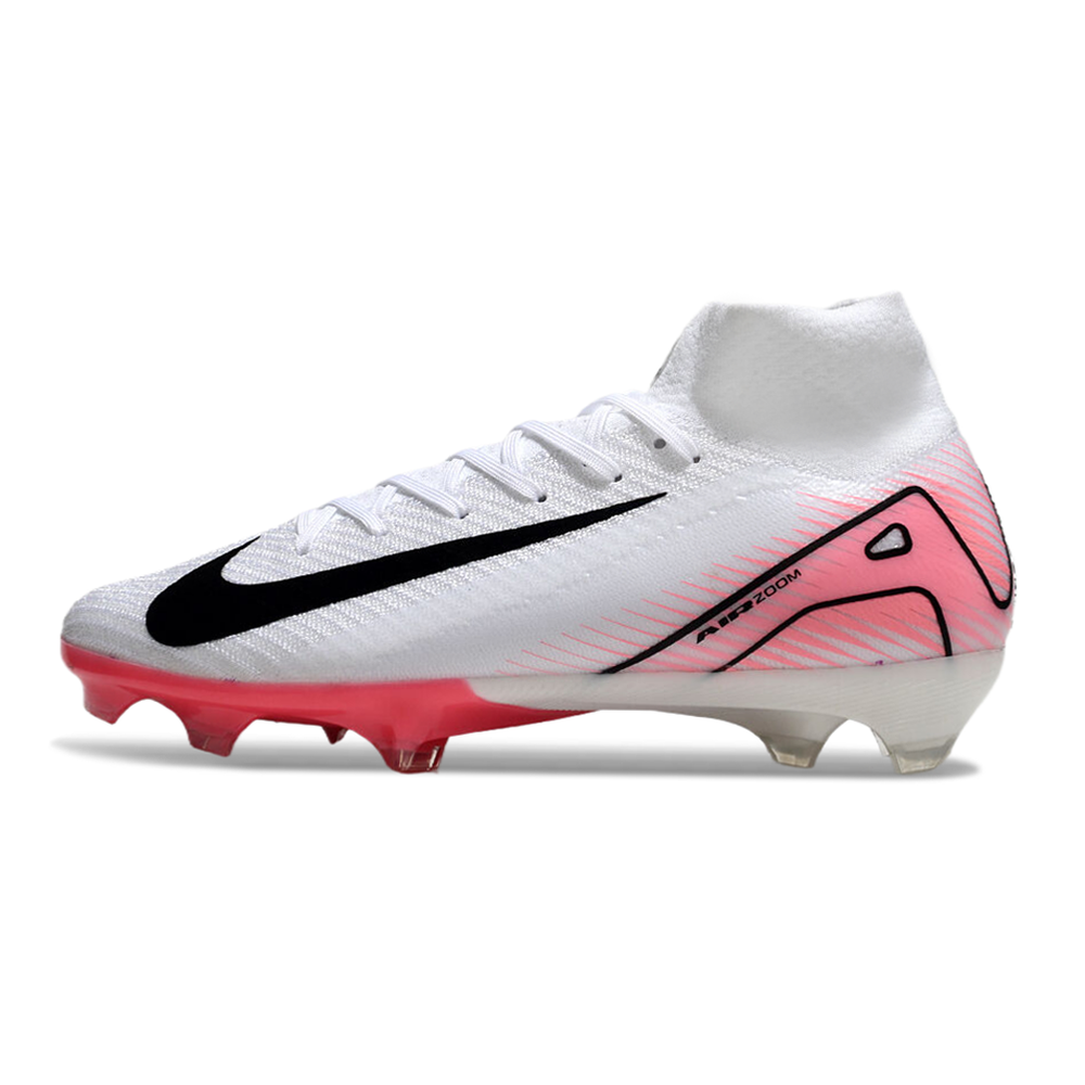 Chuteira Campo Nike Air Zoom Mercurial Superfly 10 Elite FG Branca e Rosa