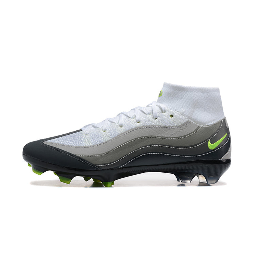 Chuteira Campo Nike Air Zoom Mercurial Superfly 10 Elite FG Branca, Cinza e Verde