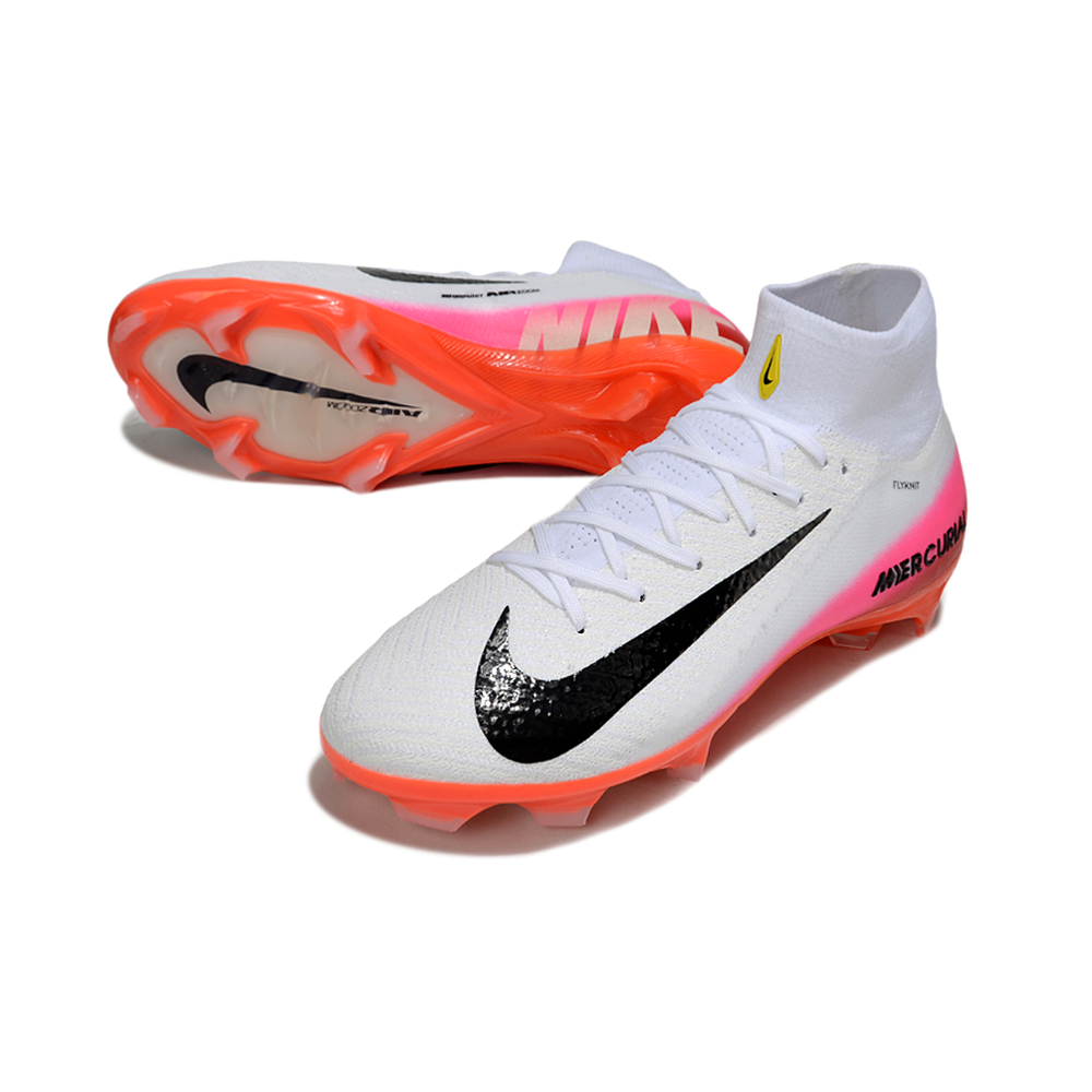 Chuteira Campo Nike Air Zoom Mercurial Superfly 10 Elite FG Branco, Laranja e Rosa