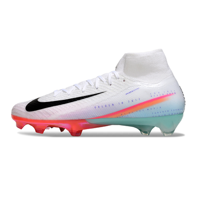 Chuteira Campo Nike Air Zoom Mercurial Superfly 10 Elite FG Branco, Rosa e Azul