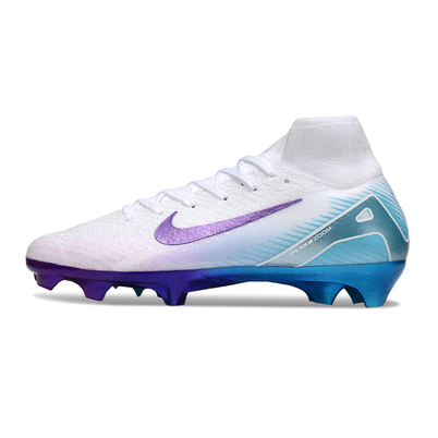Chuteira Campo Nike Air Zoom Mercurial Superfly 10 Elite FG Branco, Roxo e Azul 'Chromatic